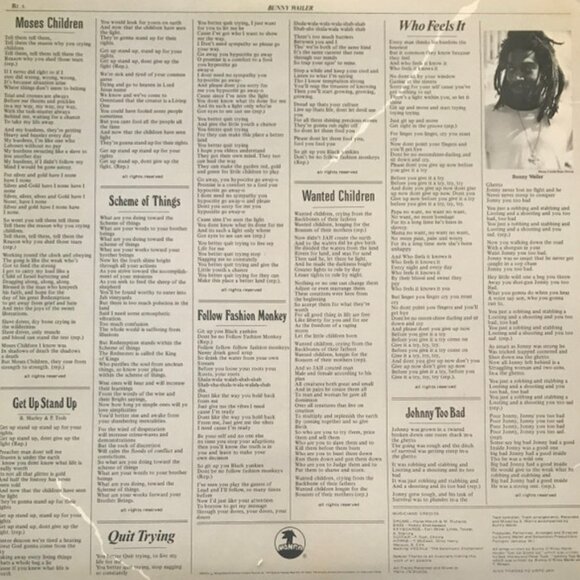 bunny wailer protest 1982 reissue reggae lp - wailers tosh blackheart man jah - Picture 4 of 4